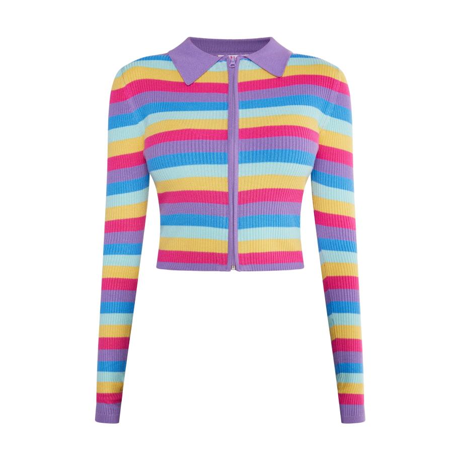 MYMO MYMO Gebreid vest Blonda blauw / geel / sering / pink -