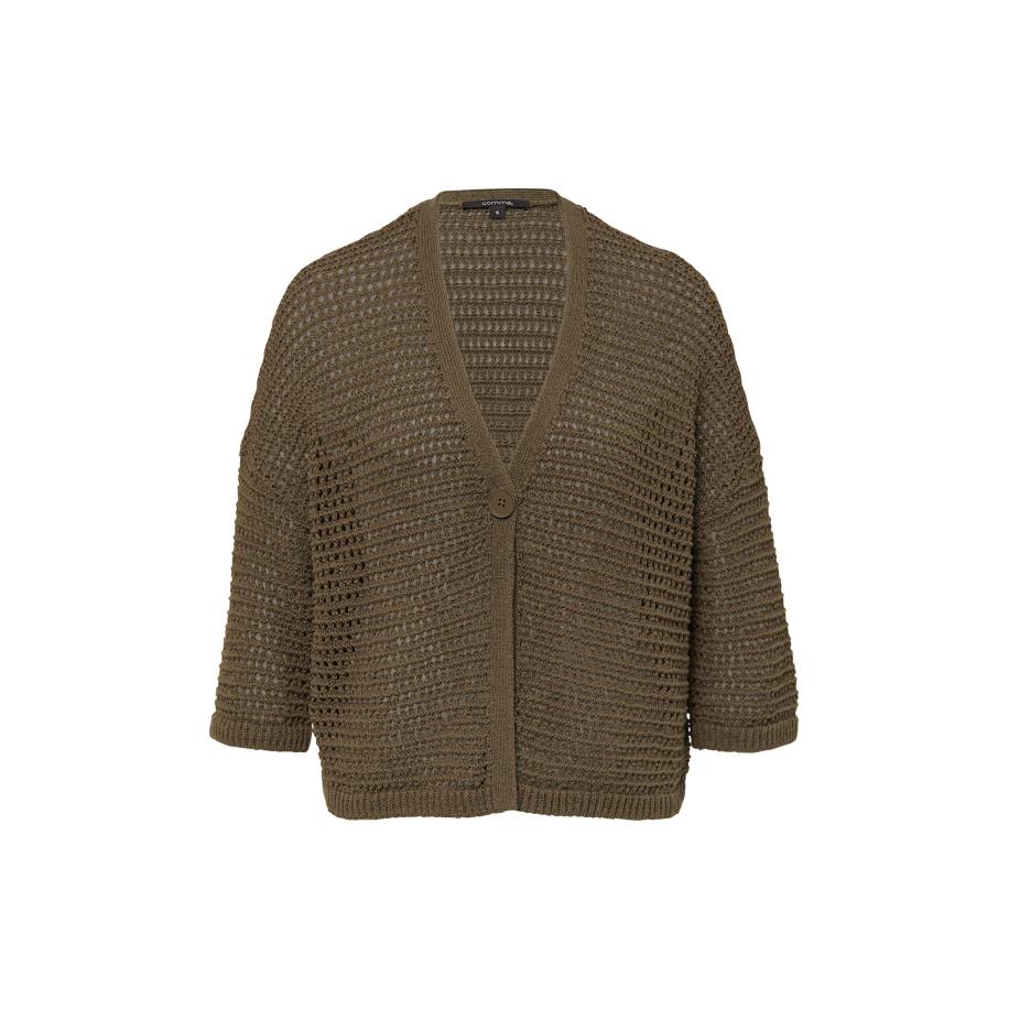 Comma COMMA Gebreid vest donkerbruin -