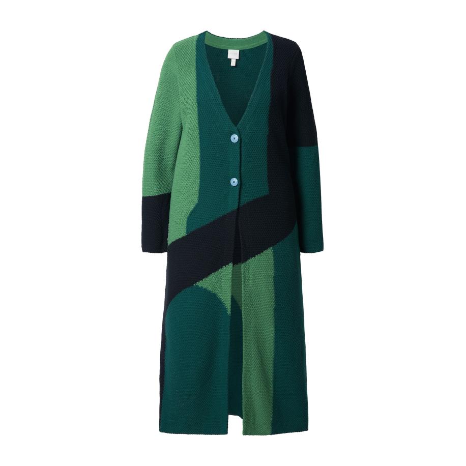 Ulla Popken Ulla Popken Gebreid vest smaragd / donkergroen / zwart -