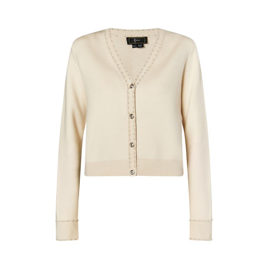 Faina faina Gebreid vest lichtbeige / parelwit -