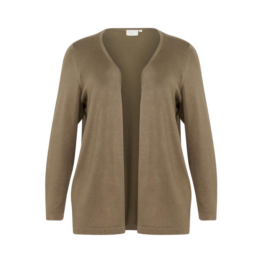 KAFFE CURVE Gebreid vest Farsia brokaat Bruin