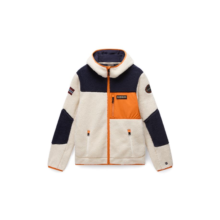 Napapijri NAPAPIJRI Fleece jas Yupik beige / donkeroranje / zwart -
