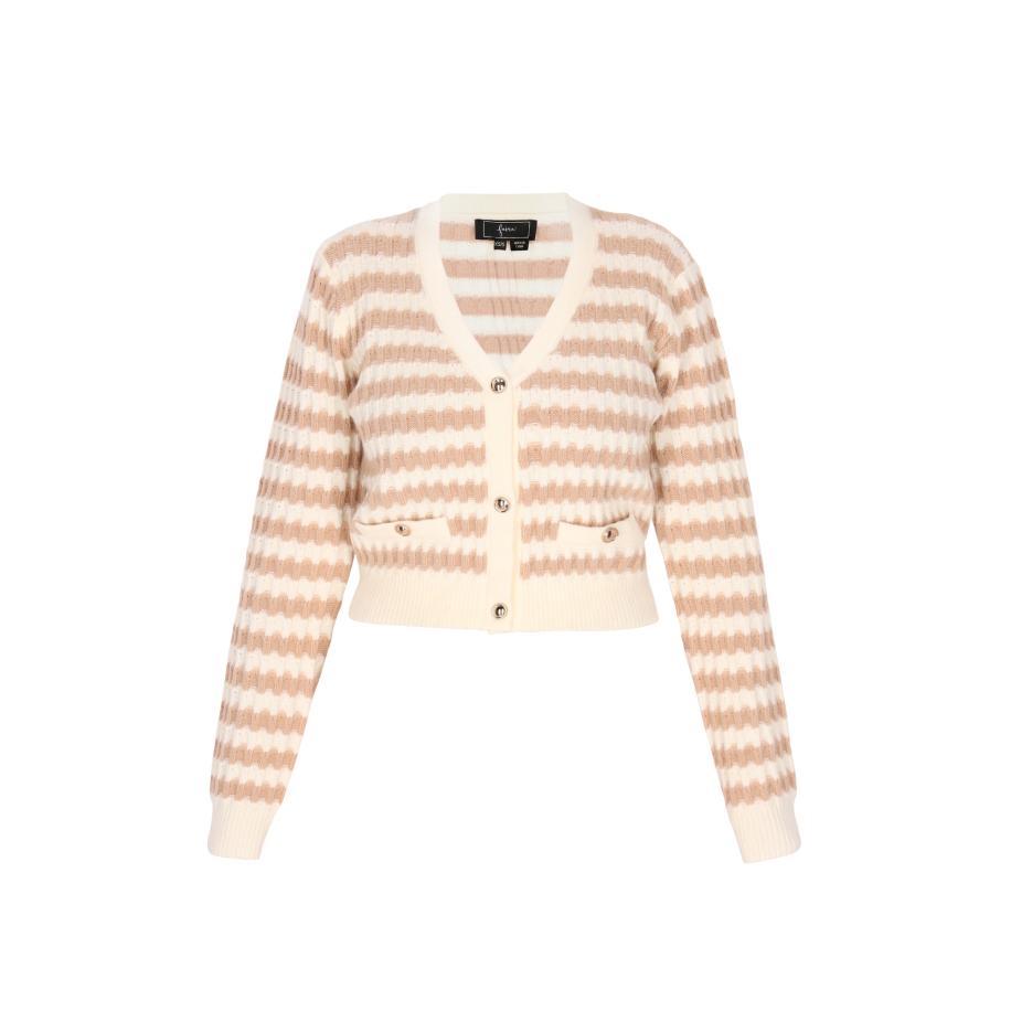 Faina faina Gebreid vest beige / wolwit -