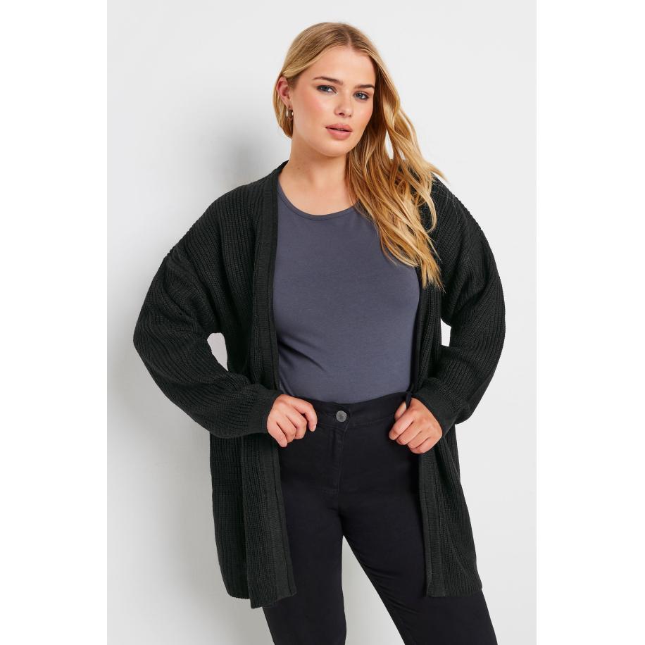 Yours Gebreid Vest Met Pointelle Detail In Zwart Size 58-60 Zwart