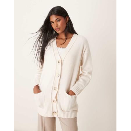 Miss Selfridge Halflang vest met naaddetail in crème-Wit