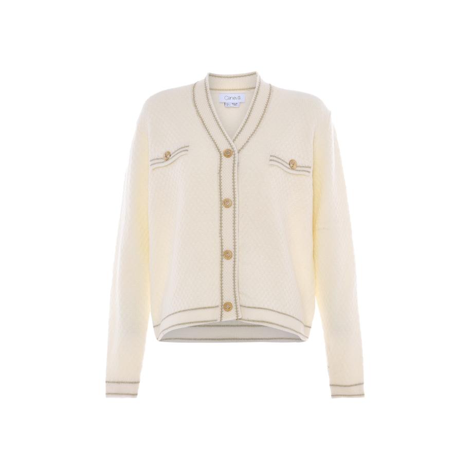 caneva caneva Gebreid vest chamois / goud / wolwit -