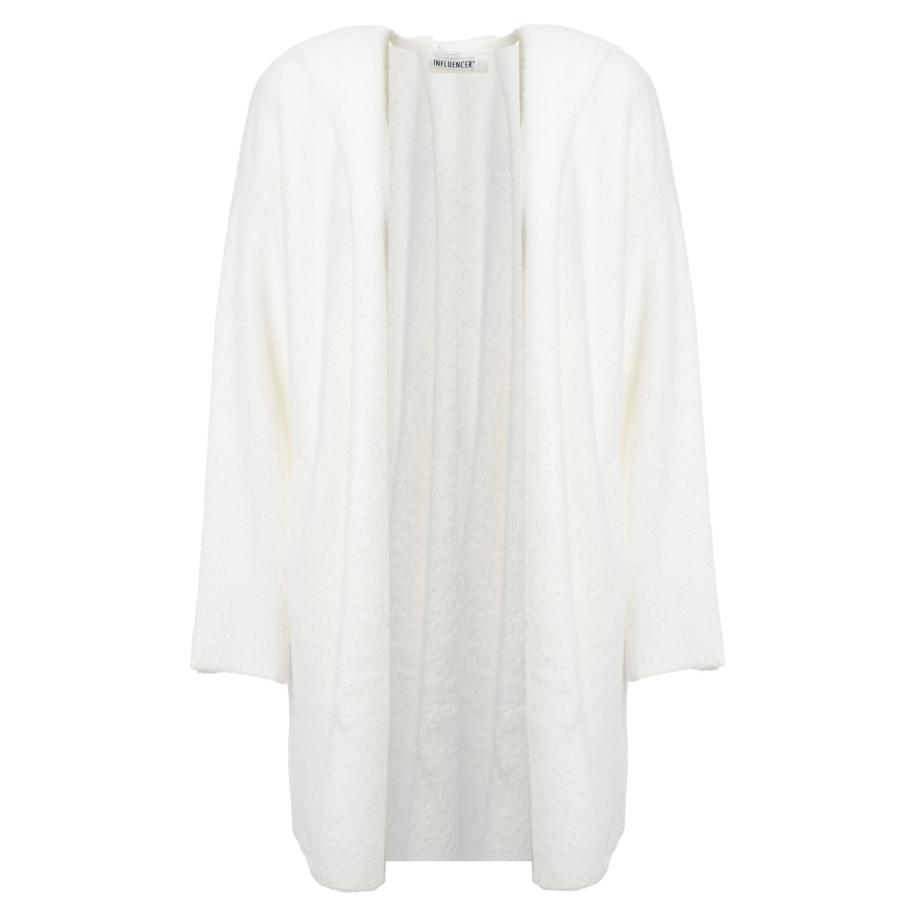 Influencer Influencer Gebreide mantel wit -