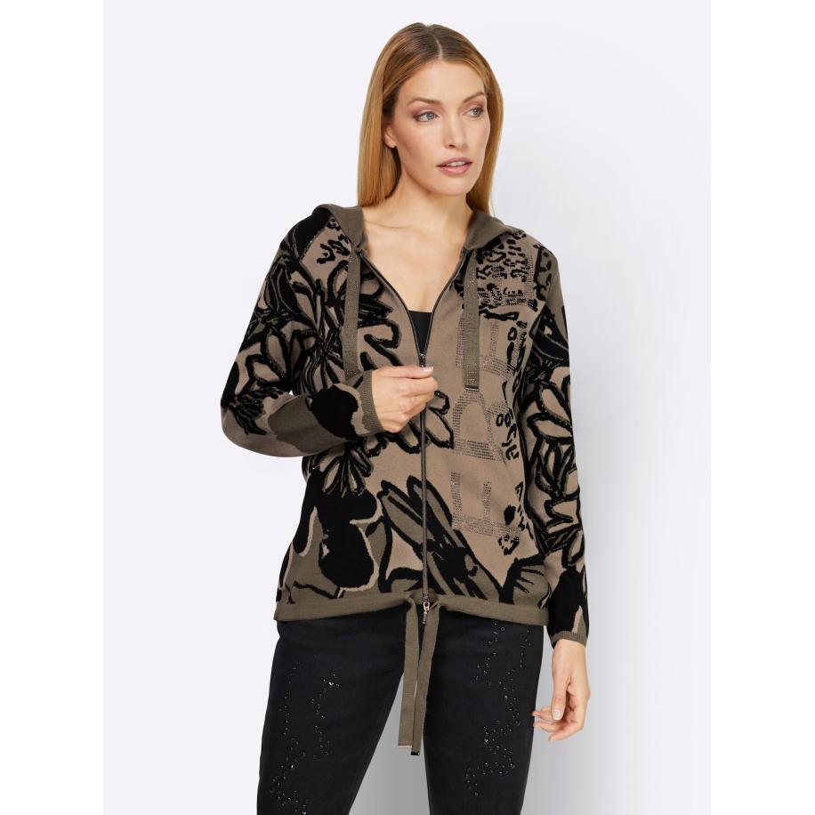 heine heine Gebreid vest kaki / zwart -