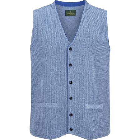 Charles Colby Gebreid vest blauw, Effen