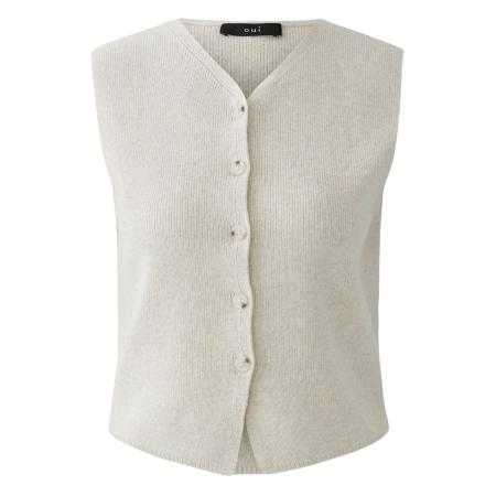 Oui OUI Gebreide bodywarmer beige