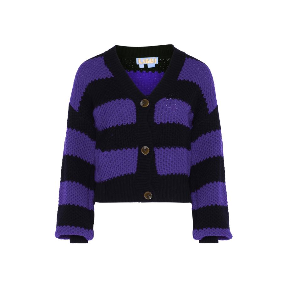 Libbi Libbi Gebreid vest donkerlila / zwart -