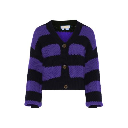 Libbi Libbi Gebreid vest donkerlila / zwart