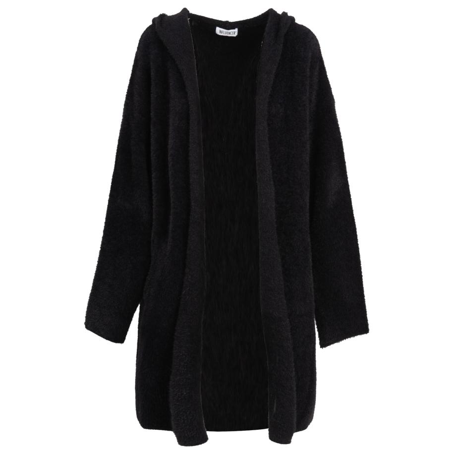 Influencer Influencer Gebreide mantel zwart -