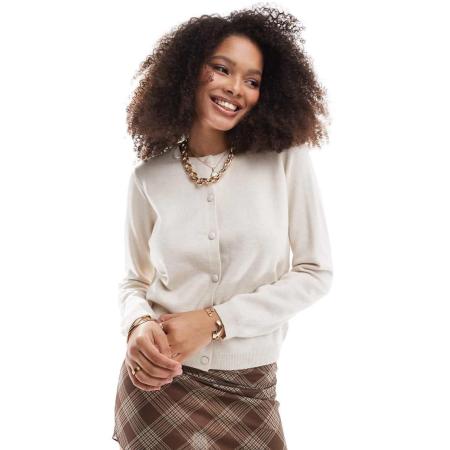 Threadbare Gebreid vest met knopen in gebroken lichtbeige-Neutraal