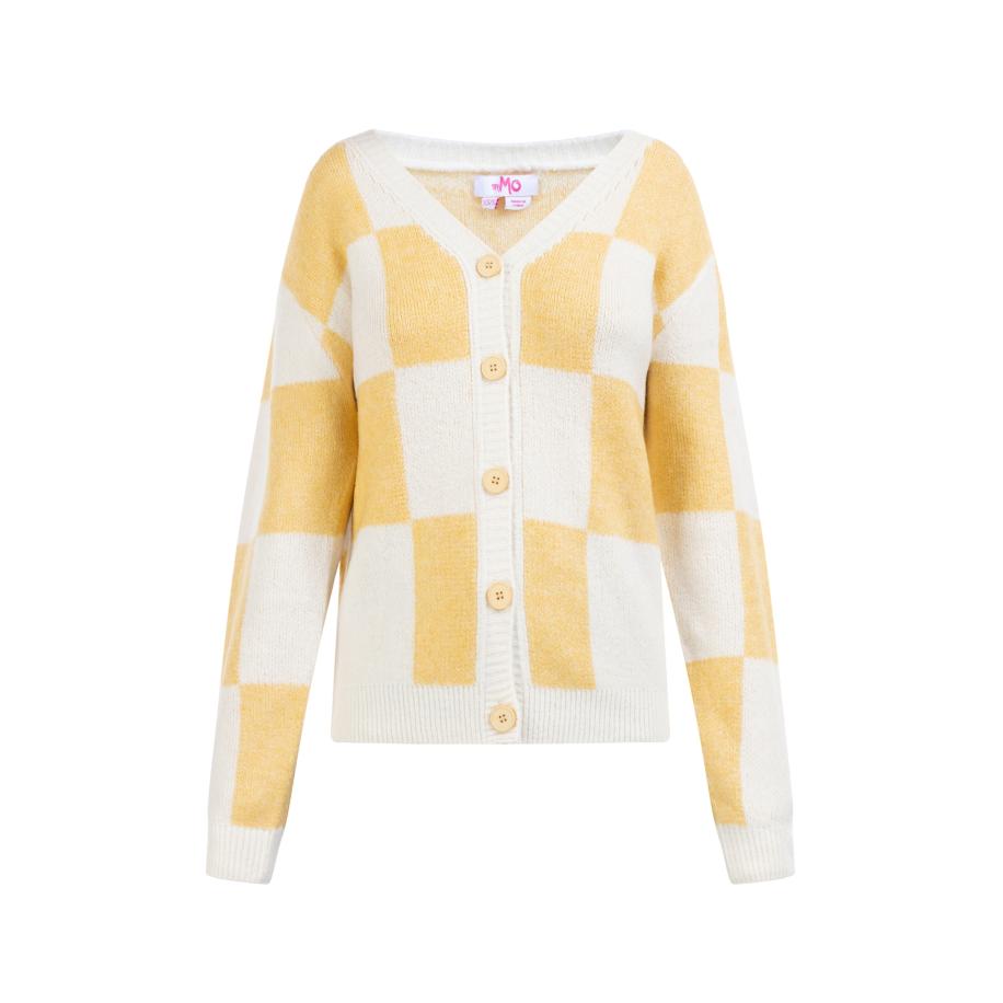MYMO MYMO Gebreid vest crème / geel -