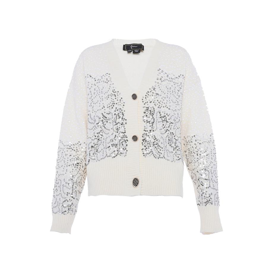 Faina faina Gebreid vest zilver / wit -