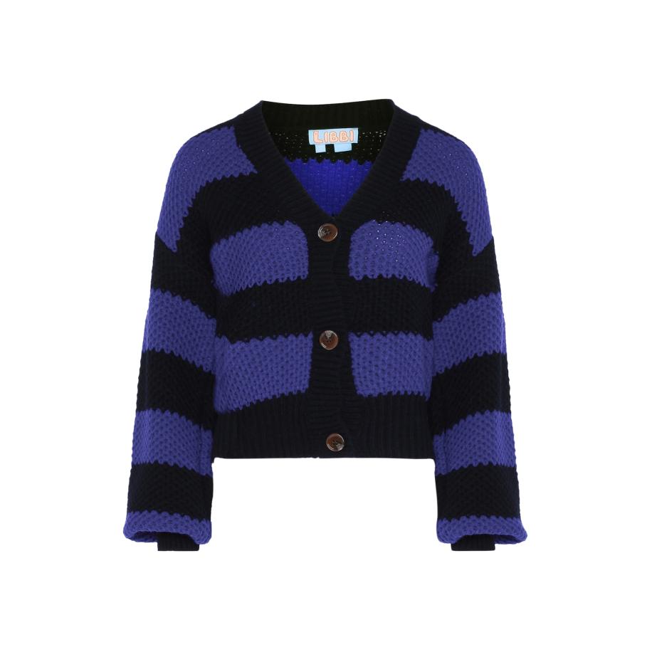Libbi Libbi Gebreid vest indigo / zwart -