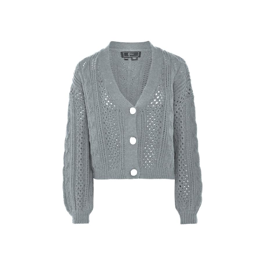 Faina faina Gebreid vest lichtgrijs -