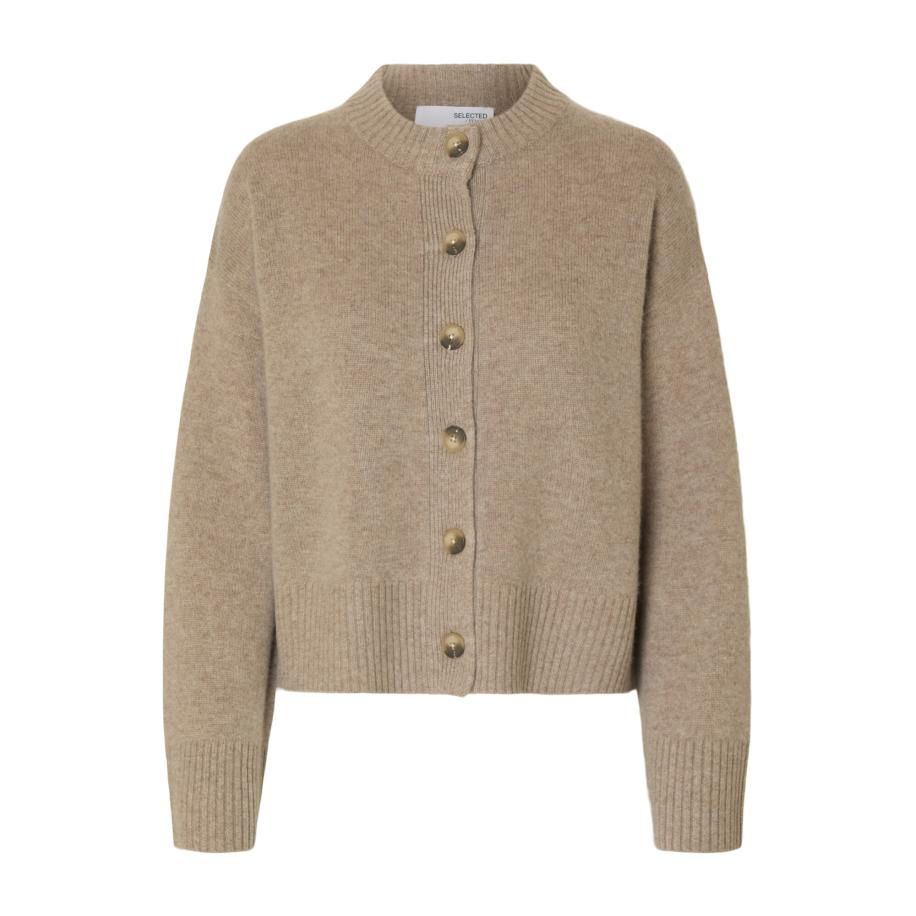 Selected SELECTED Gebreid vest SLFCILLE donkerbeige -