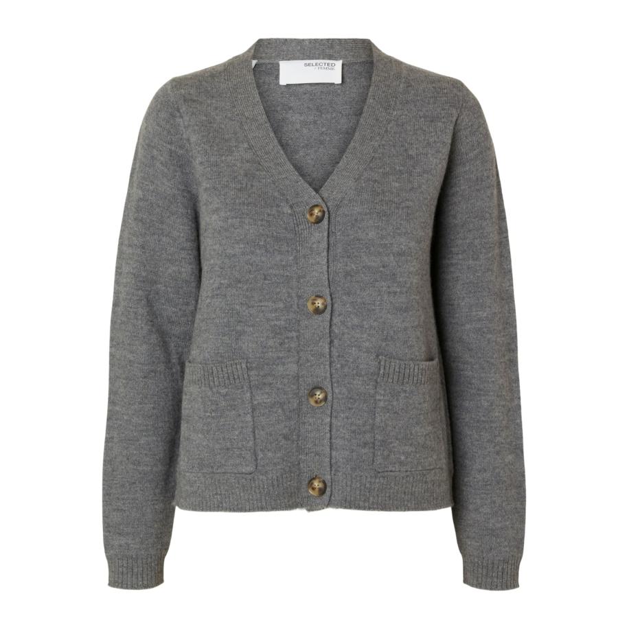 Selected SELECTED Gebreid vest Ana grijs gemêleerd -