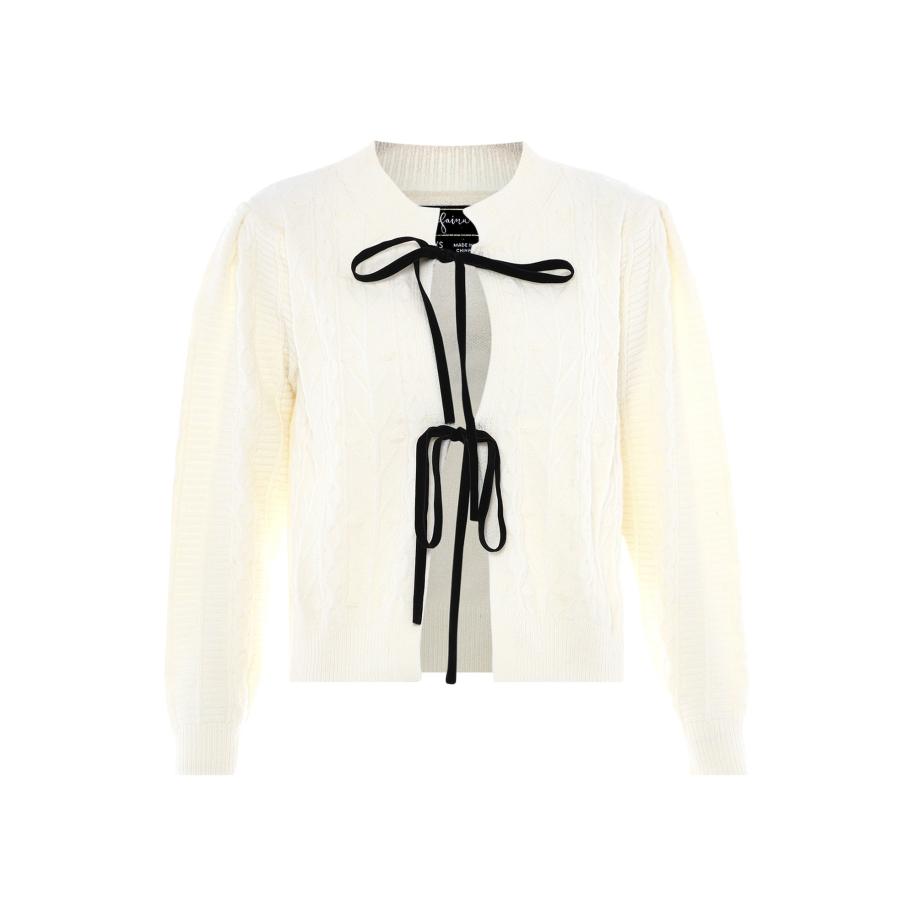 Faina faina Gebreid vest zwart / wolwit -