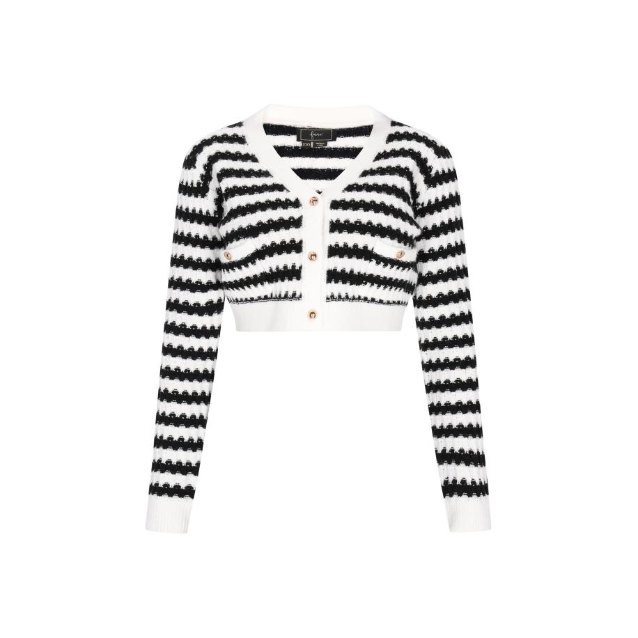 Faina faina Gebreid vest zwart / offwhite -