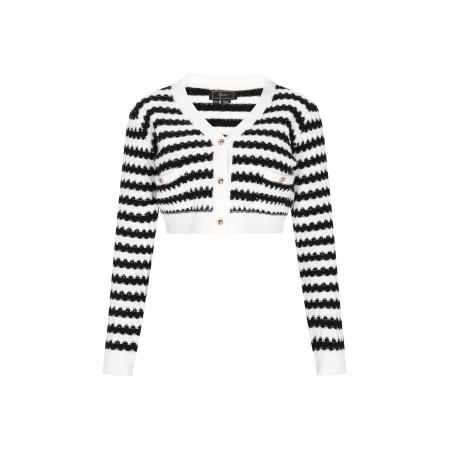 Faina faina Gebreid vest zwart / offwhite