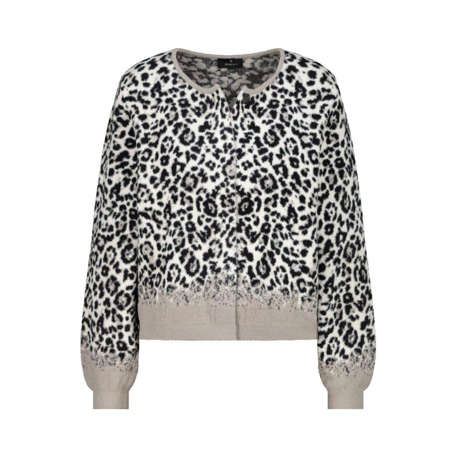 Monari monari Gebreid vest taupe / zwart / natuurwit -