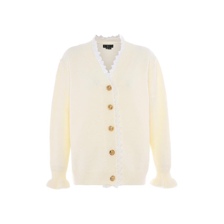 Faina faina Gebreid vest crème / wit -