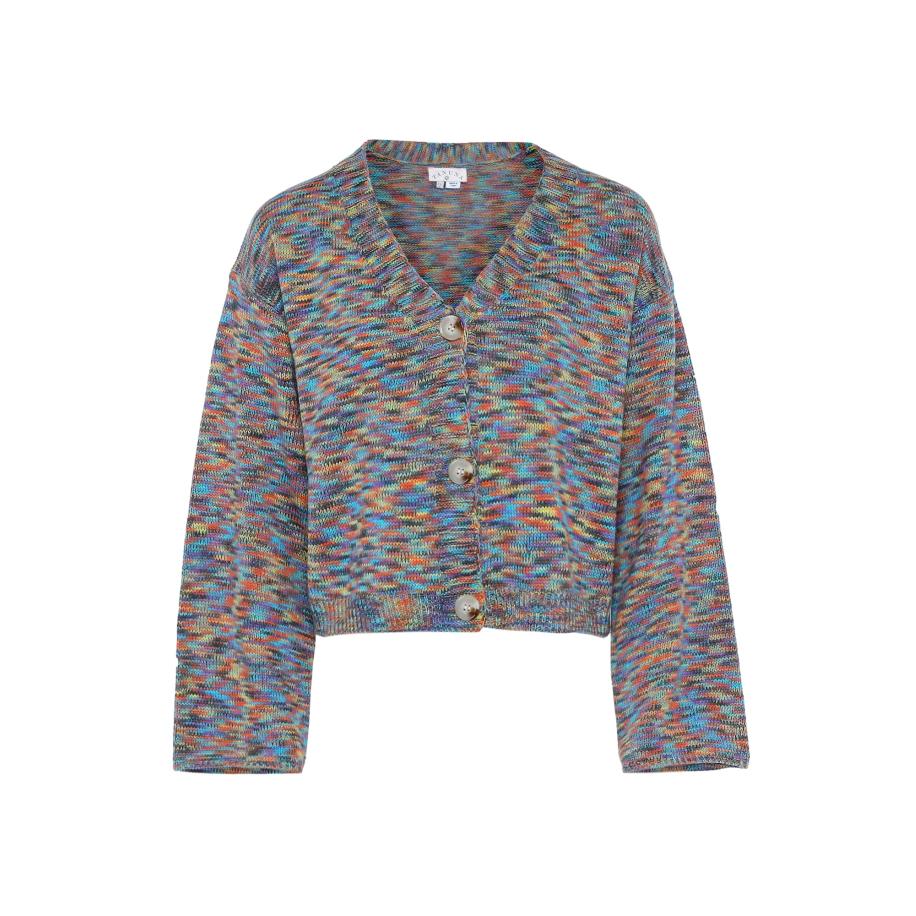 Tanuna Tanuna Gebreid vest azuur / geel gemêleerd / lila gemêleerd / oranje gemêleerd -