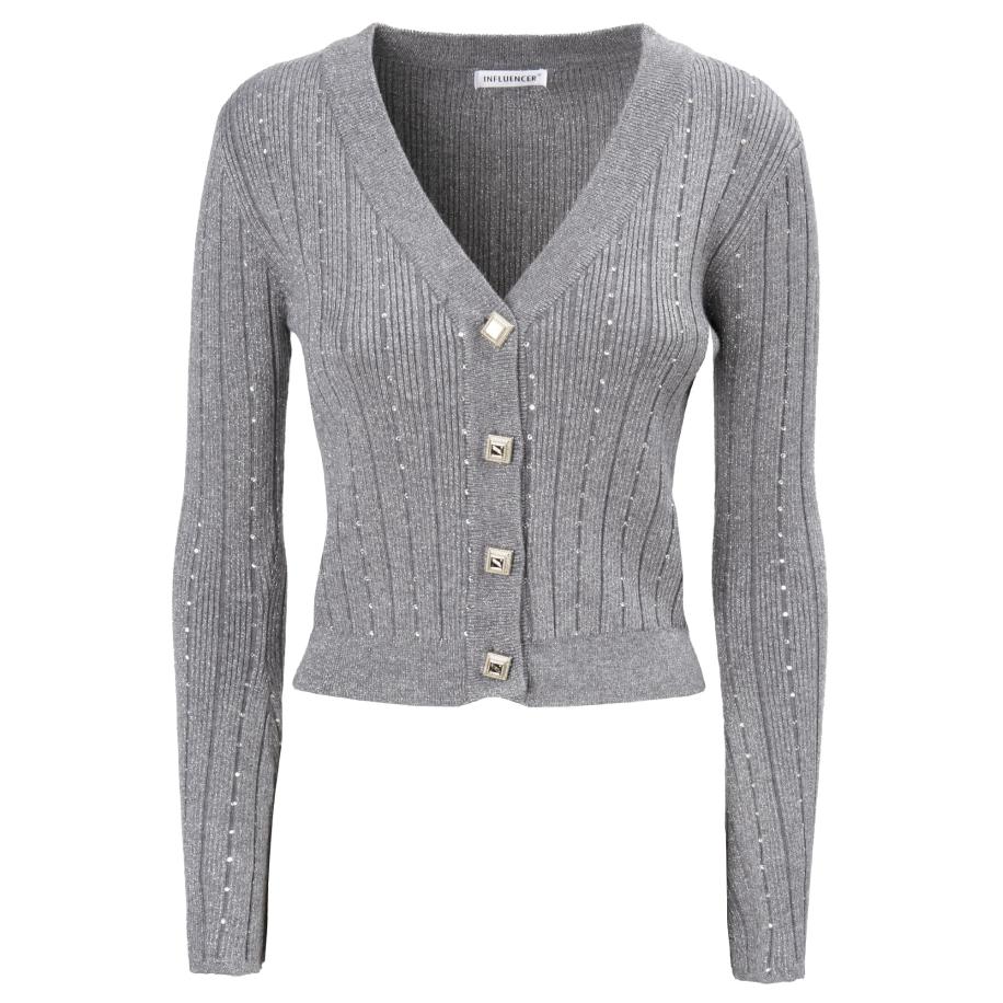 Influencer Influencer Gebreid vest grijs -