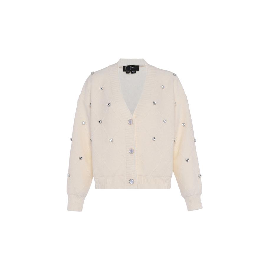 Faina faina Gebreid vest transparant / wolwit -
