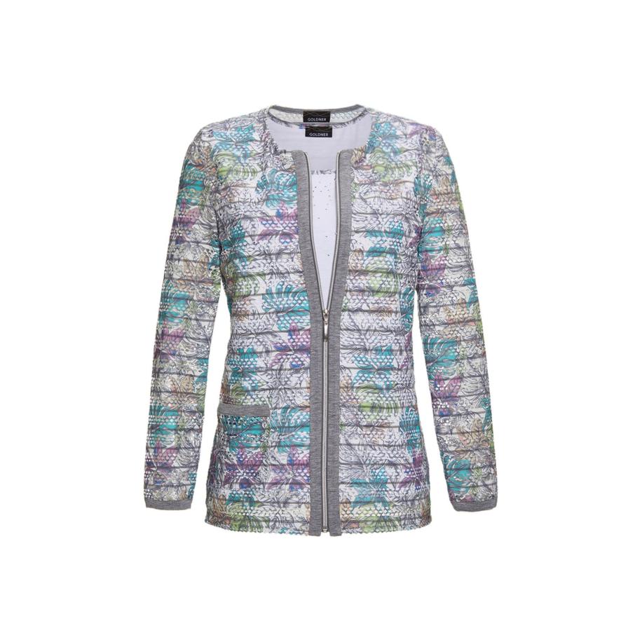 Goldner Goldner Gebreid vest turquoise / jade groen / wit -