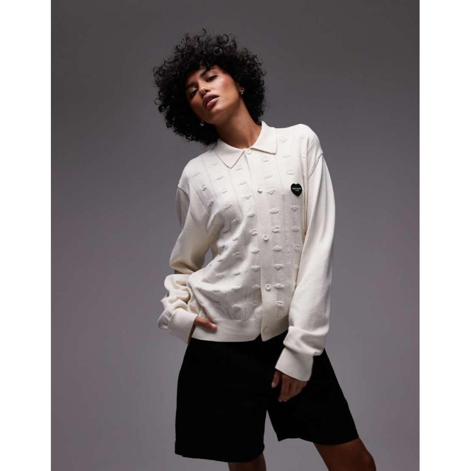 Carhartt WIP Drewe Gebreid vest met hartlogo in wit Wit