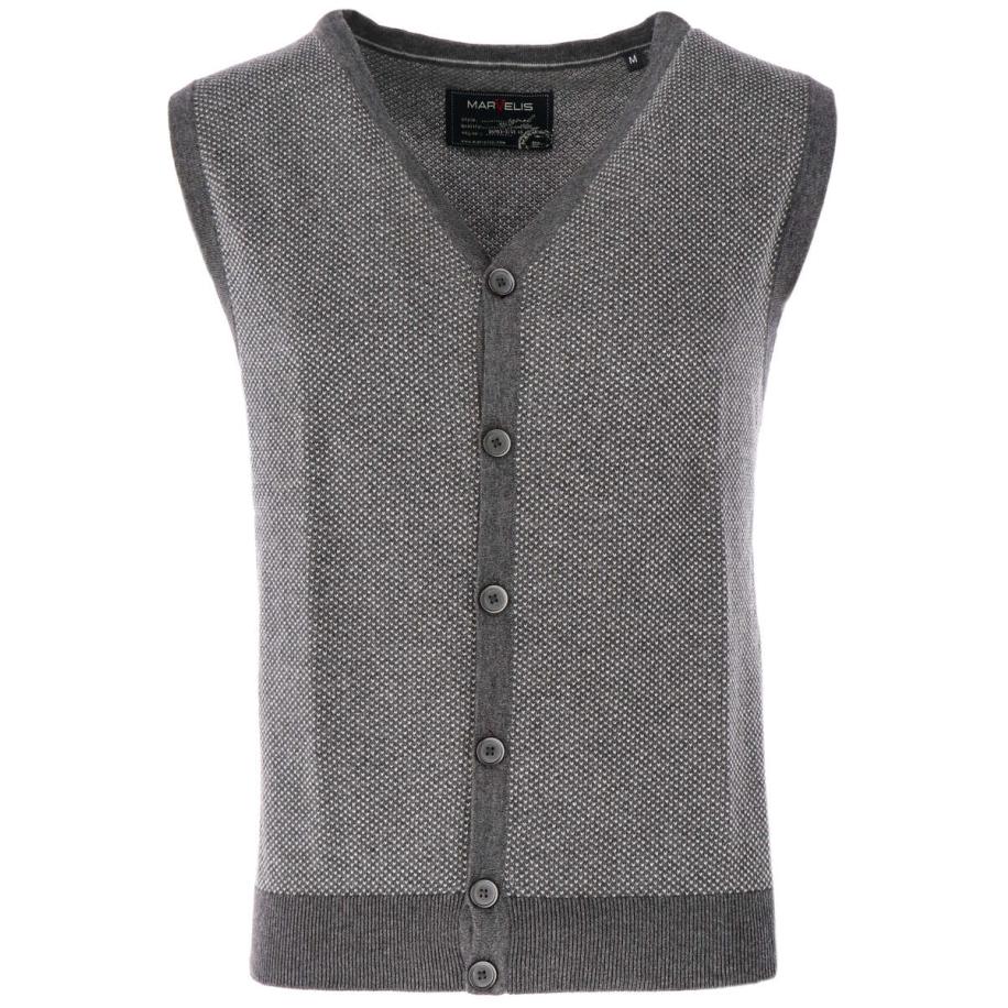 Marvelis Casual Gebreid vest antraciet, Melange Grijs