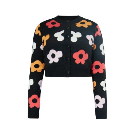 Swirly swirly Gebreid vest beige / pink / zwart / wit