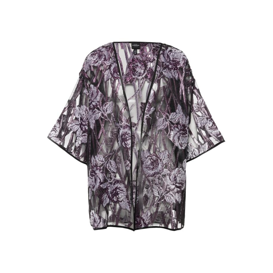 Ulla Popken Ulla Popken Kimono lila / zwart / transparant -