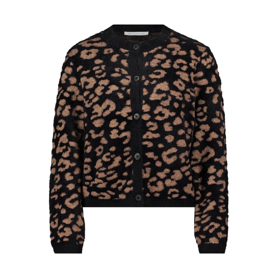Betty & Co Betty & Co Gebreid vest lichtbruin / zwart -