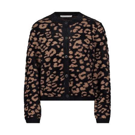 Betty & Co Betty & Co Gebreid vest lichtbruin / zwart