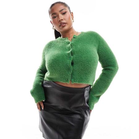 ASOS DESIGN Curve Aansluitend vestje van pluizig garen in groen