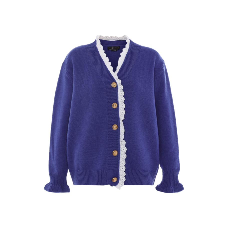 Faina faina Gebreid vest blauw / wit -