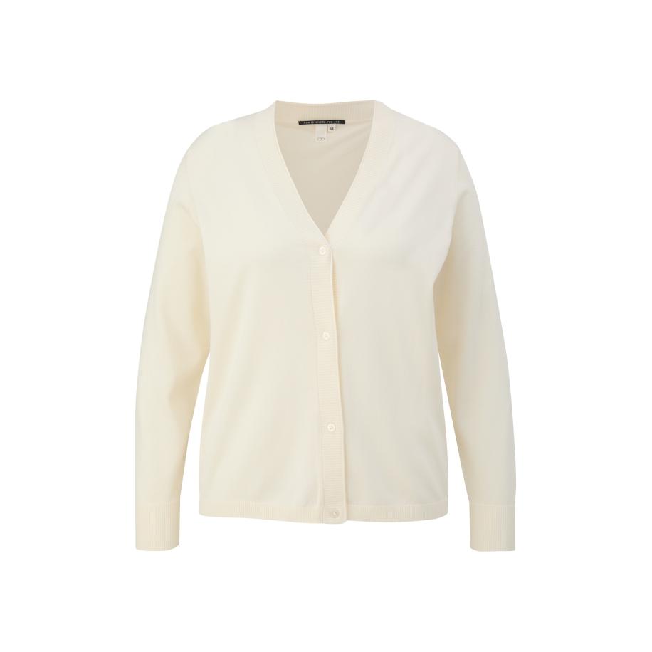 QS QS Gebreid vest crème -