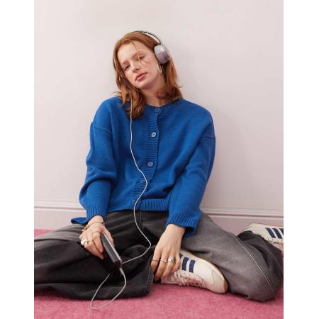 Reclaimed Vintage Ruimvallend gebreid vest in kobaltblauw