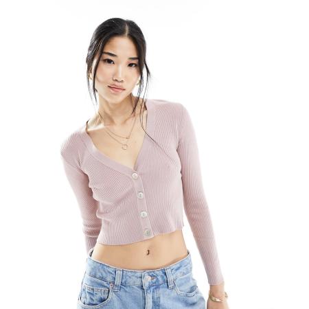 JDY Vest met lange mouwen en V-hals in neutraal roze