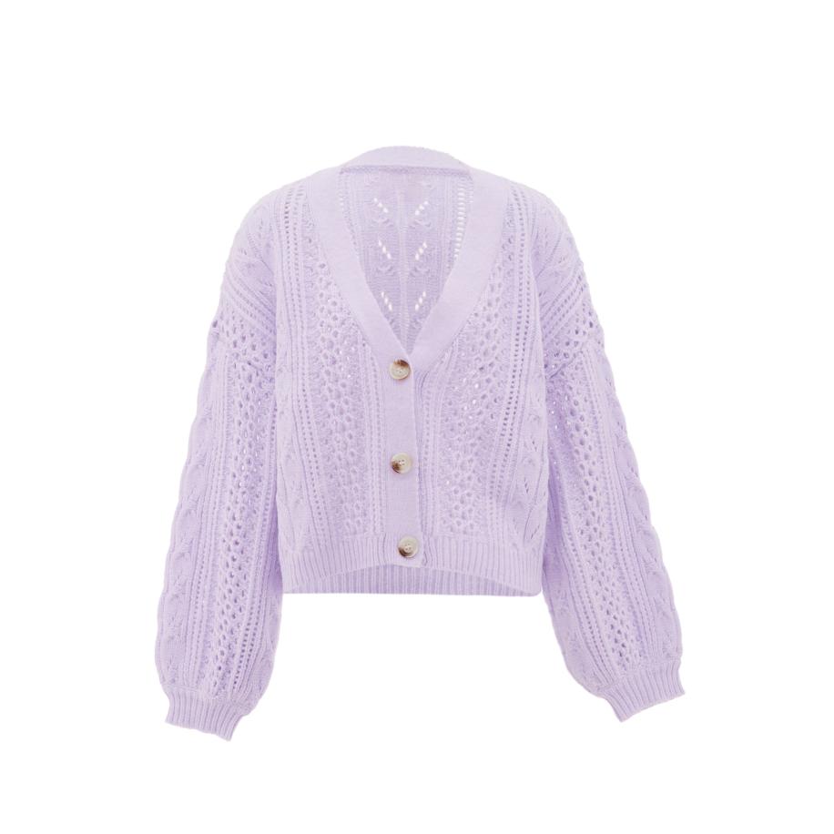aleva aleva Gebreid vest lavendel -