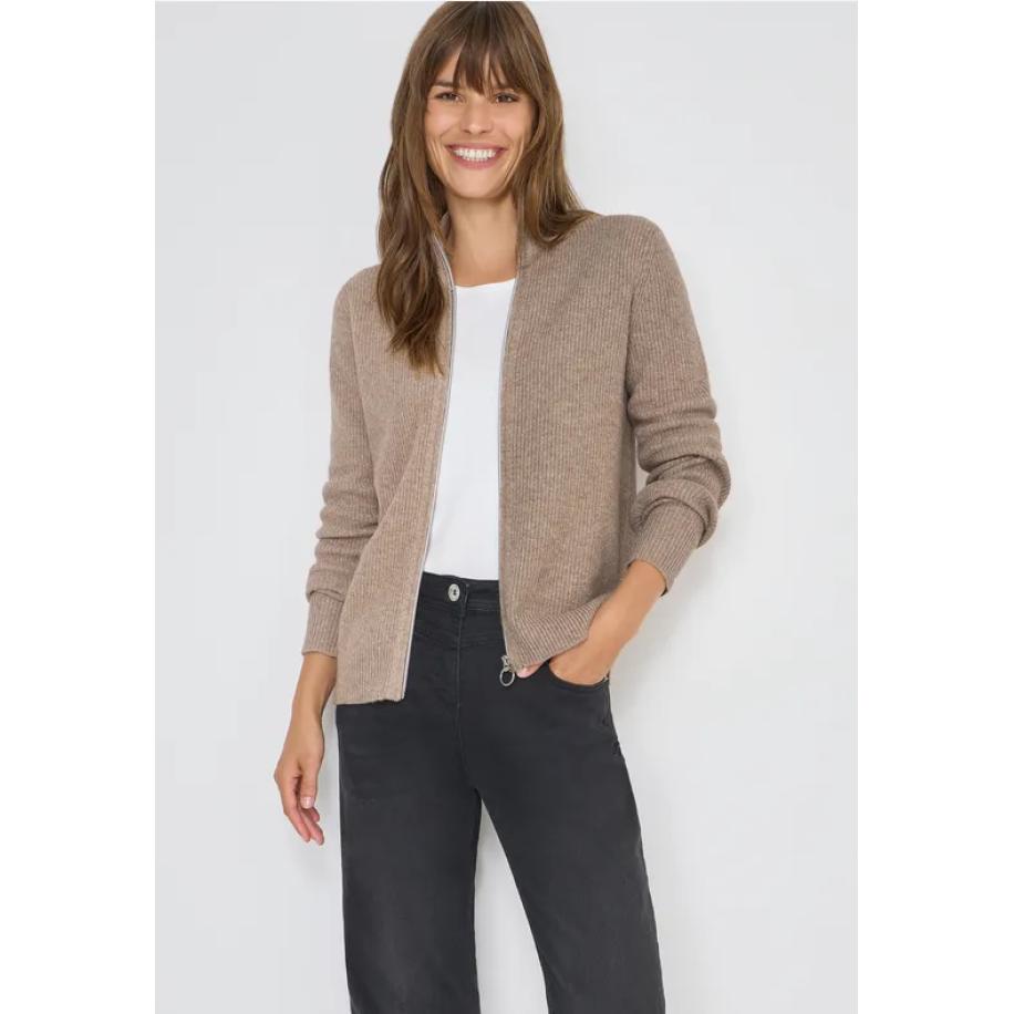 CECIL Cosy vest met ritssluiting Bruin