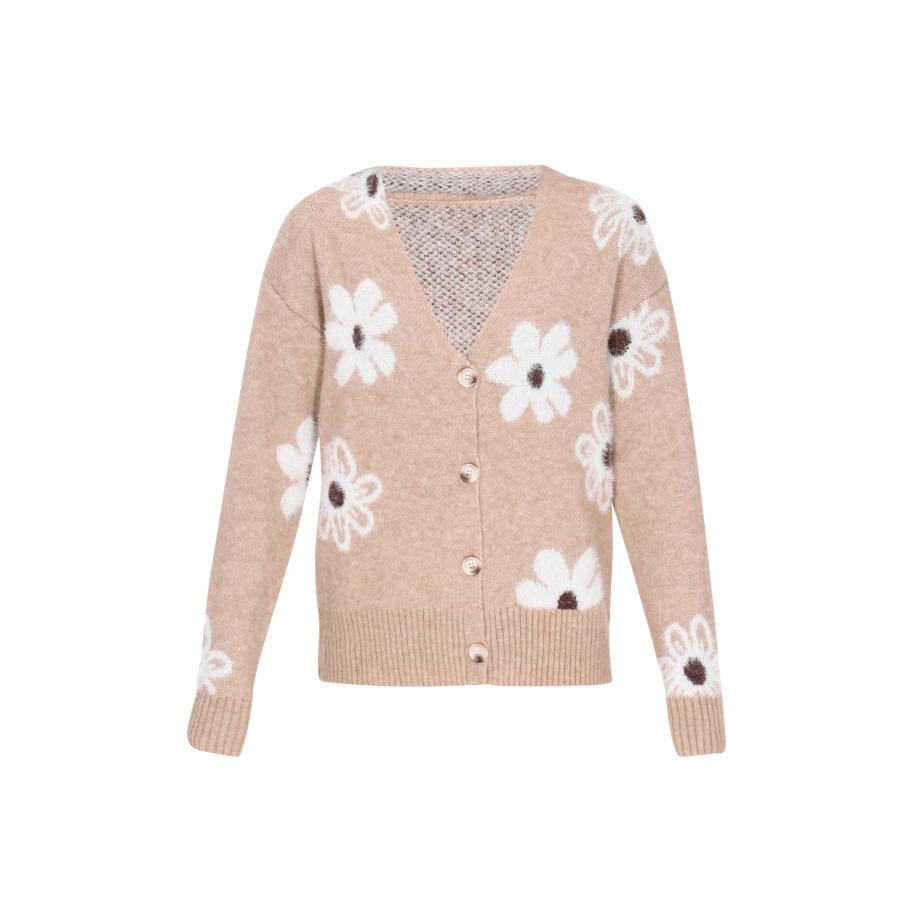 NAEMI Gebreid vest lichtbruin / donkerbruin / wit Bruin