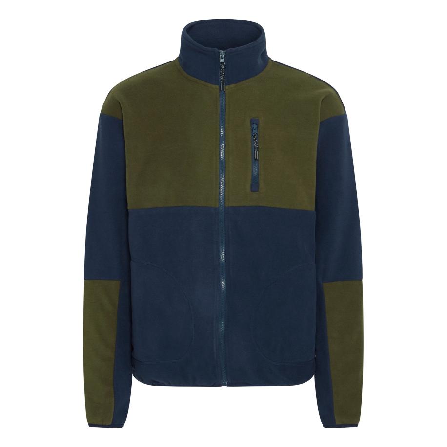 Blend BLEND Fleece jas Brooks marine / olijfgroen -