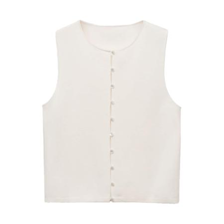 Mango MANGO Gebreide bodywarmer wit