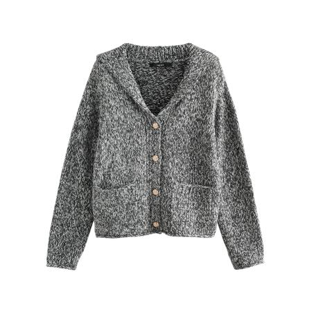 Next Next Gebreid vest zwart gemêleerd